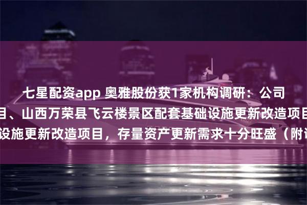 七星配资app 奥雅股份获1家机构调研：公司已陆续中标衢州古城项目、山西万荣县飞云楼景区配套基础设施更新改造项目，存量资产更新需求十分旺盛（附调研问答）