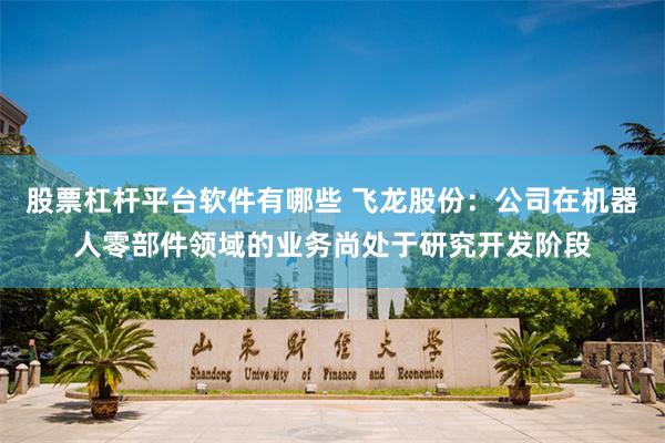 股票杠杆平台软件有哪些 飞龙股份：公司在机器人零部件领域的业务尚处于研究开发阶段