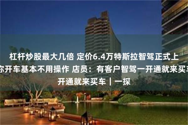 杠杆炒股最大几倍 定价6.4万特斯拉智驾正式上线 车主称开车基本不用操作 店员：有客户智驾一开通就来买车｜一探