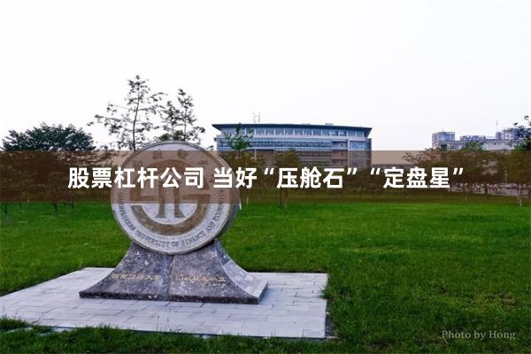 股票杠杆公司 当好“压舱石”“定盘星”