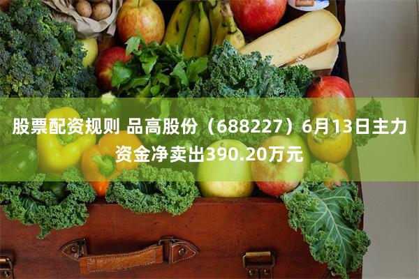 股票配资规则 品高股份（688227）6月13日主力资金净卖出390.20万元