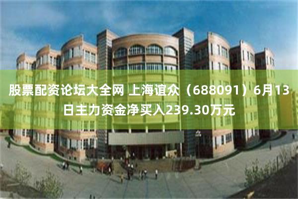 股票配资论坛大全网 上海谊众（688091）6月13日主力资金净买入239.30万元
