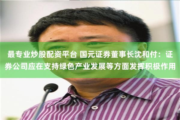 最专业炒股配资平台 国元证券董事长沈和付：证券公司应在支持绿色产业发展等方面发挥积极作用
