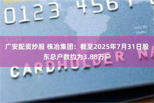 广安配资炒股 株冶集团：截至2025年7月31日股东总户数约为3.88万户