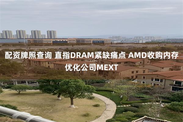 配资牌照查询 直指DRAM紧缺痛点 AMD收购内存优化公司MEXT
